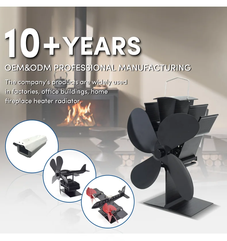Upgrade Designed Silent Operation 8 Blades Fireplace Fan Gas Pellet Wood Burning Heat Powered Wood Stove Fan With Dual Head