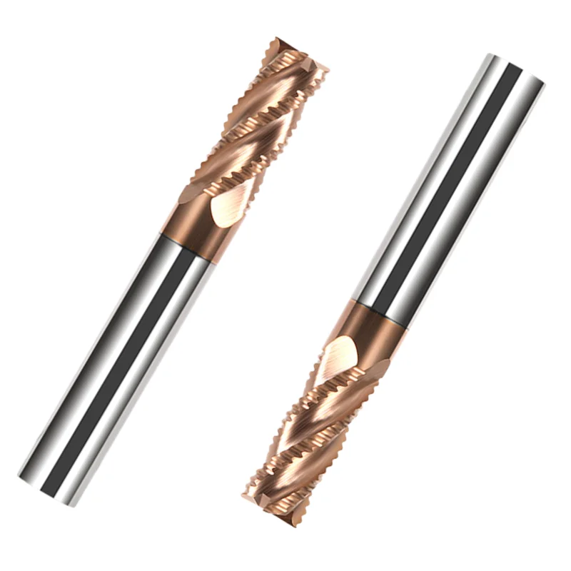 Tungsten steel roughing end mill steel 4 flute open roughing milling cutter with extended coating wave edge
