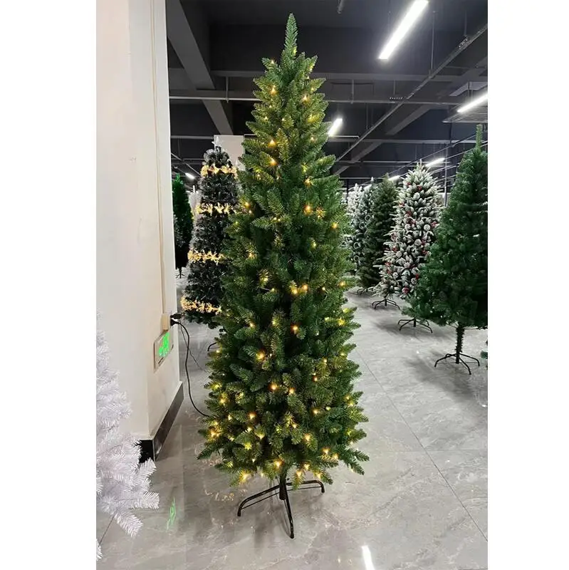 Заводская цена 3ft 4ft 5ft 6f t7ft 7.5ft карандаш предварительно зажженная тонкая Рождественская елка