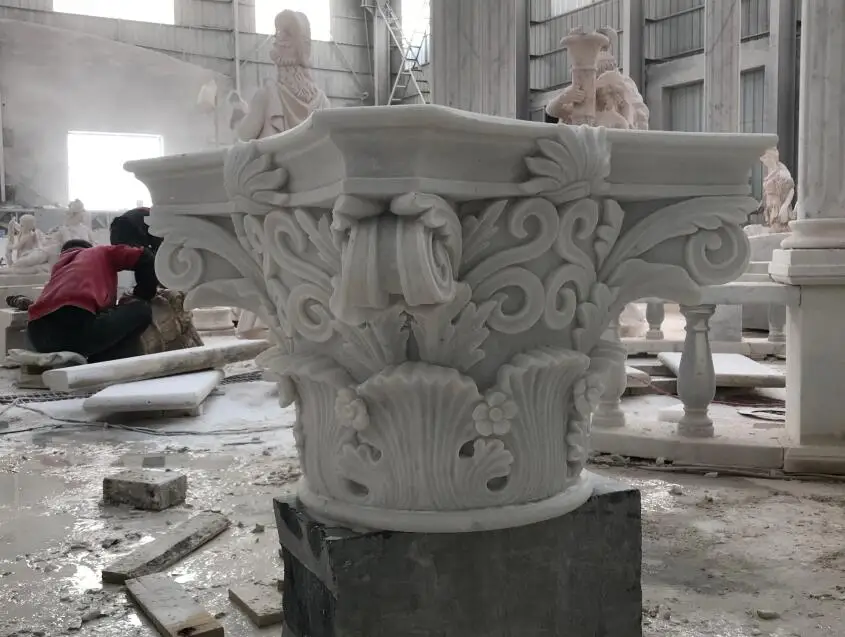 Beige Marble Roman Square Pillar Design