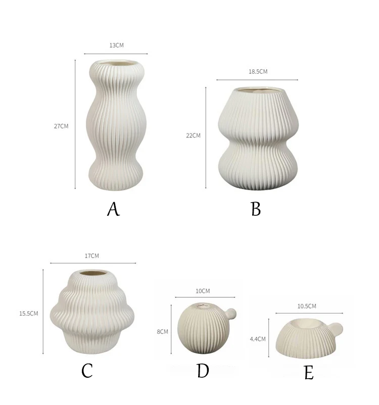 2023 Nordic Pleated Vertical Stripe Ceramic Vase Table Decorative Pleated Vertical Stripe Flower Vase For Home Decor