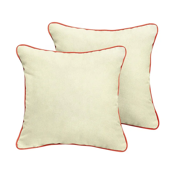 extra large cream throw pillow contrast piping cushion online store