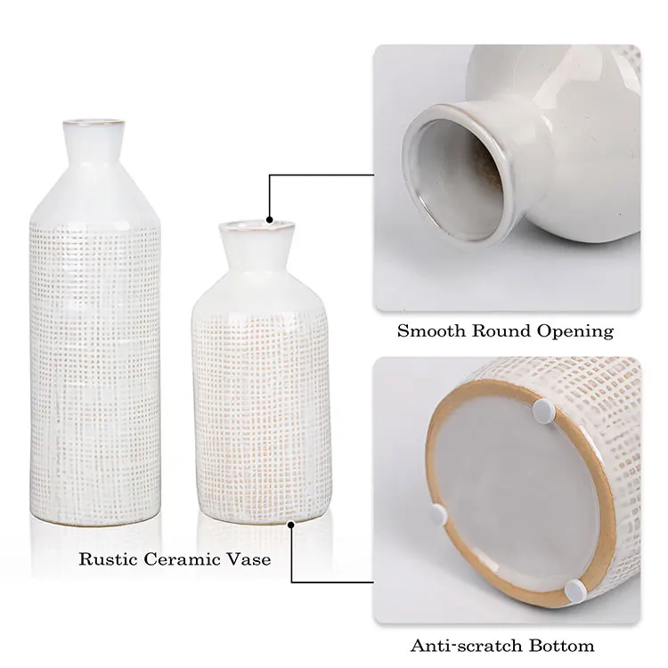 EAGLEGIFTS Rustic Square Pattern Courtly Checkered White Flower Ceramic Vases Custom Long Cylinder Wedding Pedestal Checker Vase