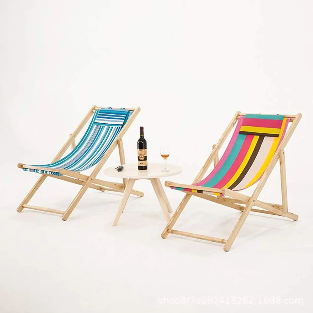 Sun Business Folding Movable Adjustable Wooden Deck Chair Balcony Lounge Chairs Beach With