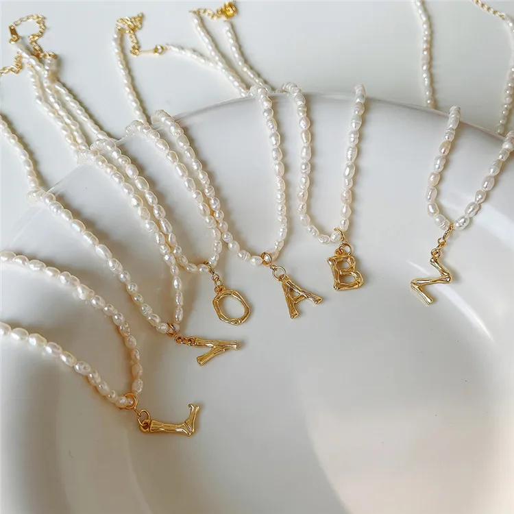 SP Hot Selling 2021 Pearl Necklace S925 Sterling Silver Made Initial Letters Pendant Freshwater Pearl Necklace