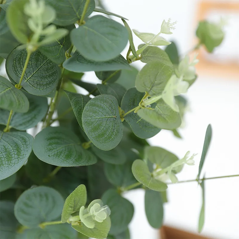 Eucalyptus simulation flower multi-fork green plant office home hotel decorative single branch wholesale