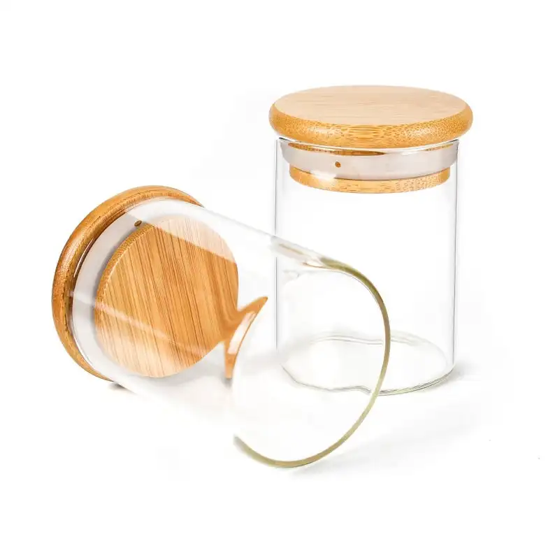 Wood Bamboo Seal Lids with Silicone Seals Rubber Ring Twist-top Wooden Spiral Lid Screw-top Glass Jars Container Leakproof Lids