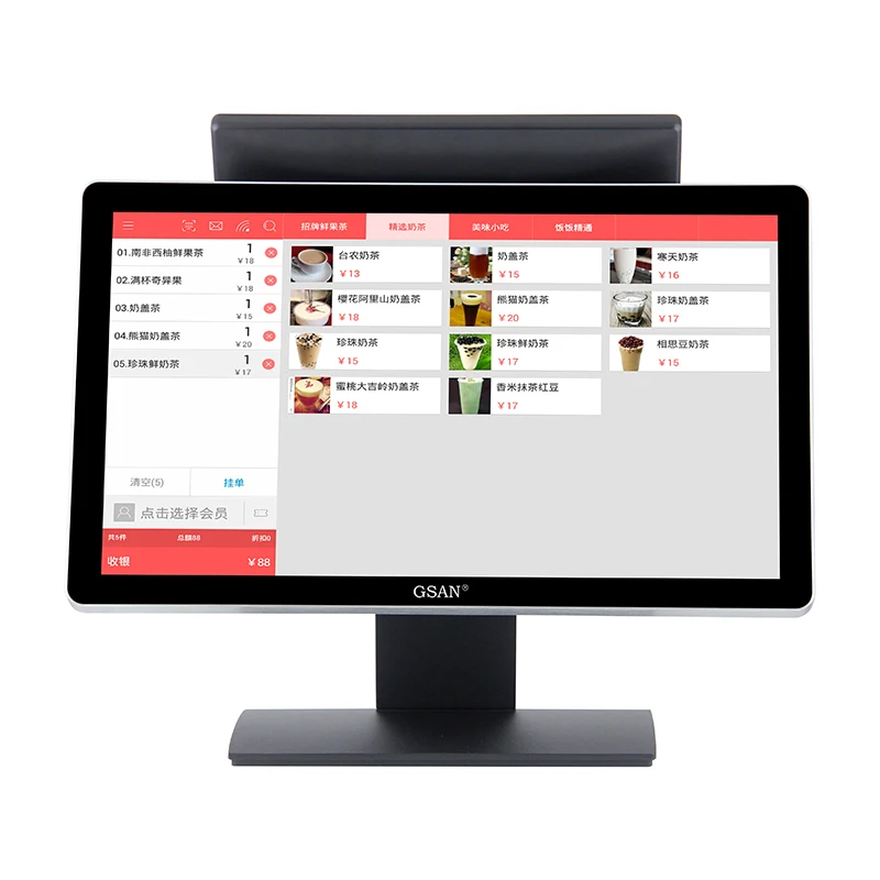 Процессор I3 I5 I7 с двумя экранами Pos-системы оптовая цена кассовый аппарат для кафе