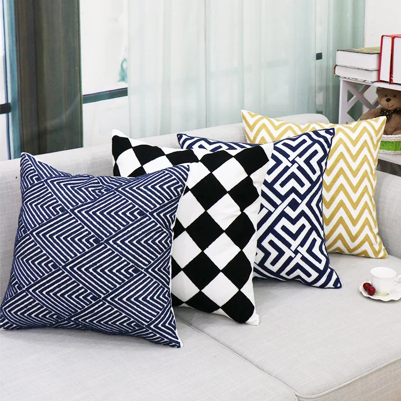 20x20 Pillow Covers Case 50 X 50Cm Throw Embroidered Home Decor Wholesaler Embroidery cushion cover set of 5