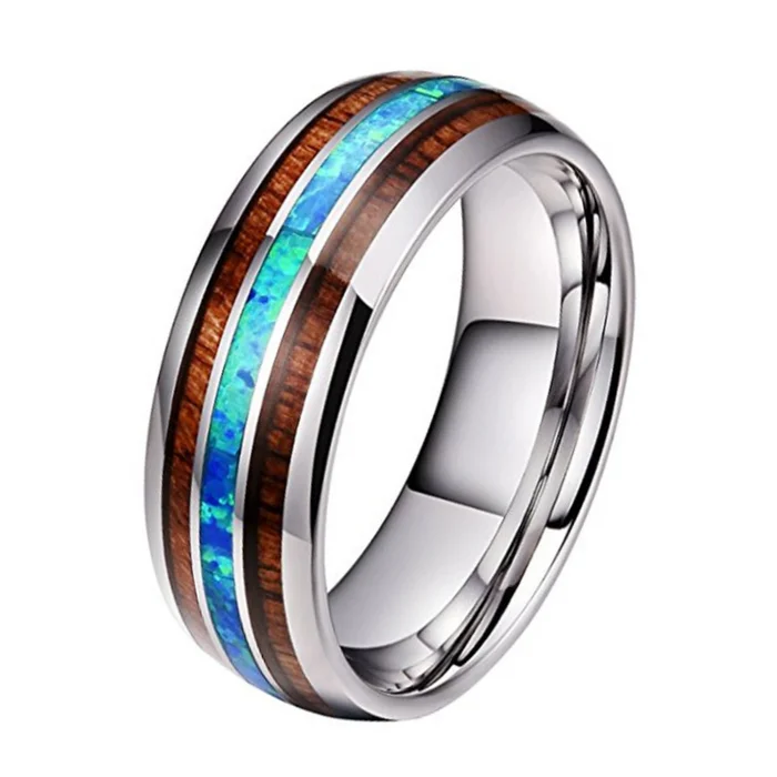 ring 8mm new design men band Brushed Tungsten Carbide opal jewelry support drop shipping ring