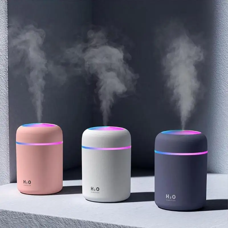 2021 Mini LED Dazzle Cup Spray Humidifier 300ml Spray Mist Humidificador Double Wet Diffuser Portable h2O Car Air Humidifiers