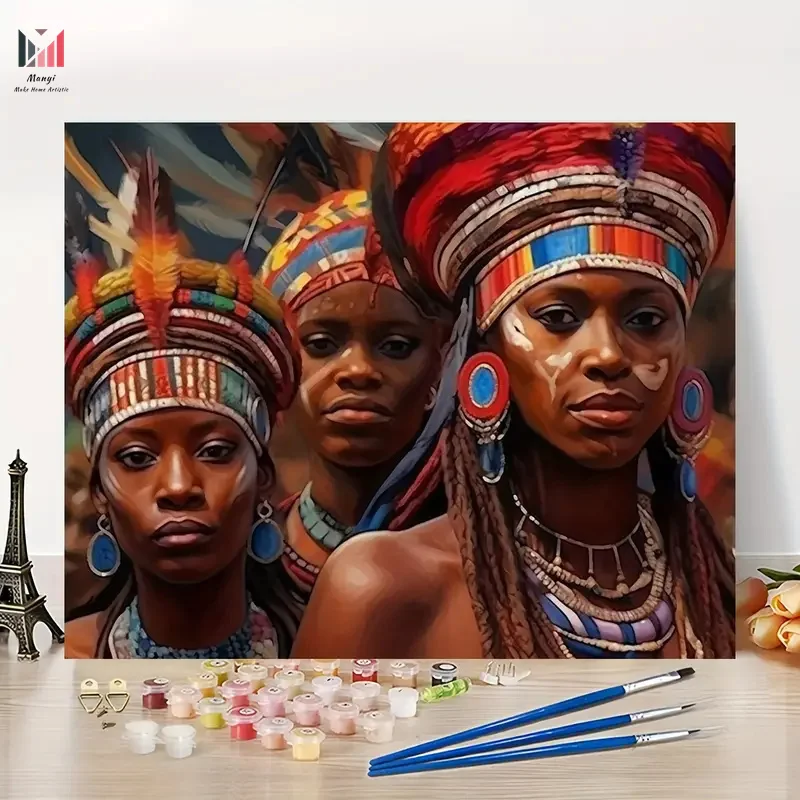 DIY Paint by Numbers Kit for Adults Set Portrait Indian Woman Canvas Oil Painting for Home Decor Family Bonding Unique Gifts