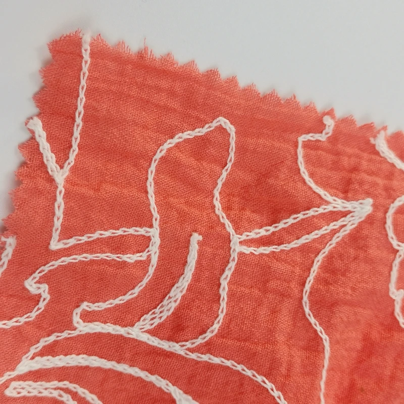 
China Shaoxing 100% cotton embroidery lace dyed Crepe fabric for clothing 