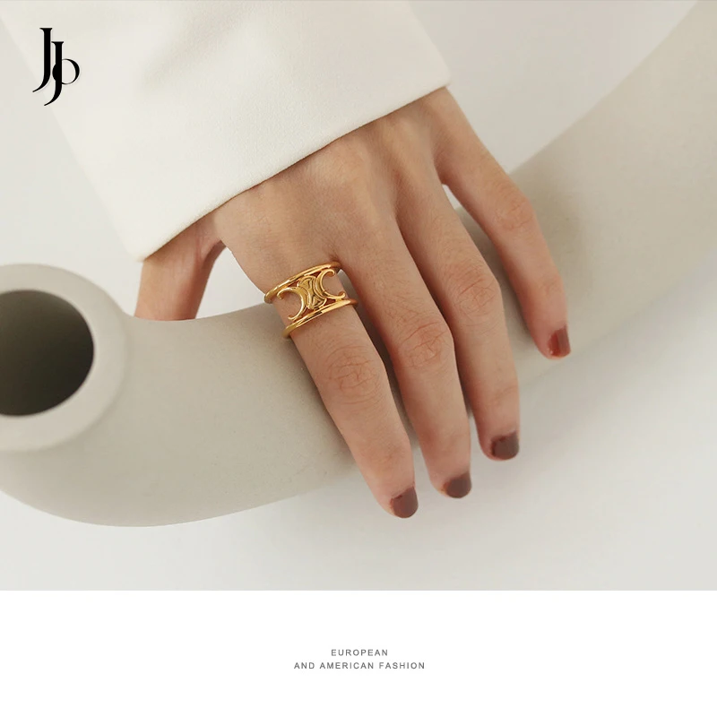 JOJO Fashion 2023 dainty gold rings for women 18k real gold Arc de Triomphe design luxury brand ring