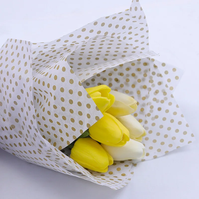 Wholesale 20 Sheets Pack Dot Point Printing Cute Stock 50 *66cm Clothes Shoes Flower Packing Tissue Paper