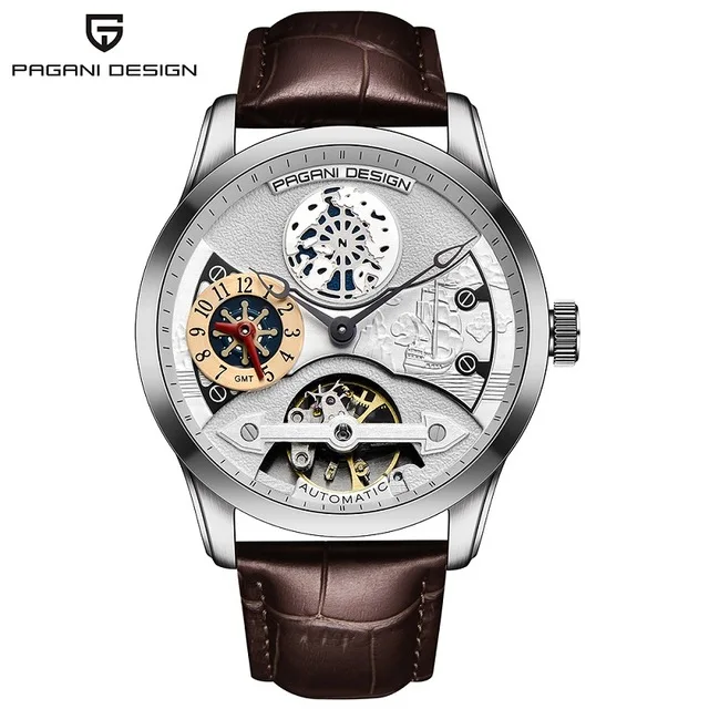 PAGANI design 1635 Leather Tourbillon Watch Automatic Men Watch Men Mechanical Steel Watches Relogio Masculino