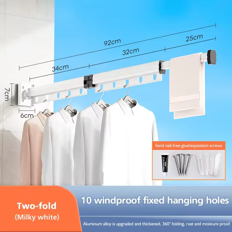 High quality modern foldable clothes rack aluminum alloy clothes rack wall mounted extended clothes rack