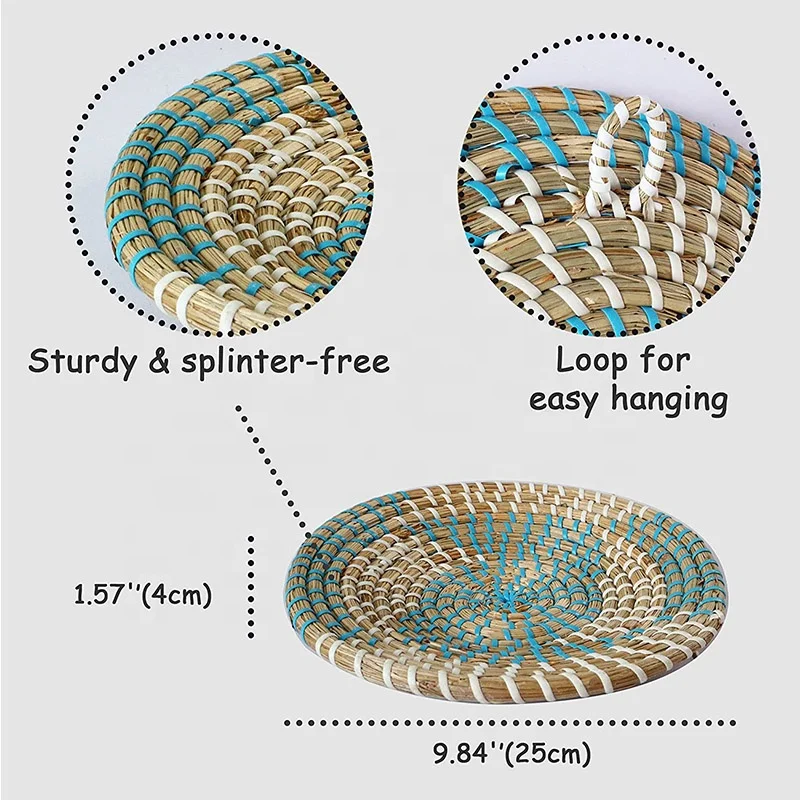 Handmade Seagrass hanging woven wall basket rattan wall decor for Housewarming Gift