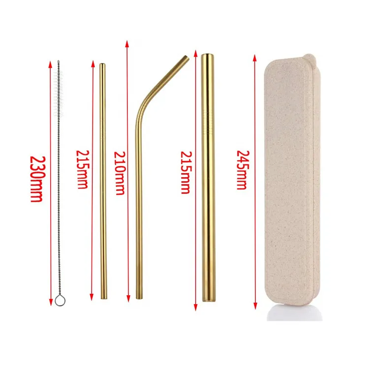 Цветная многоразовая металлическая 304 трубочка для питья из нержавеющей стали с лазерным логотипом в коробке