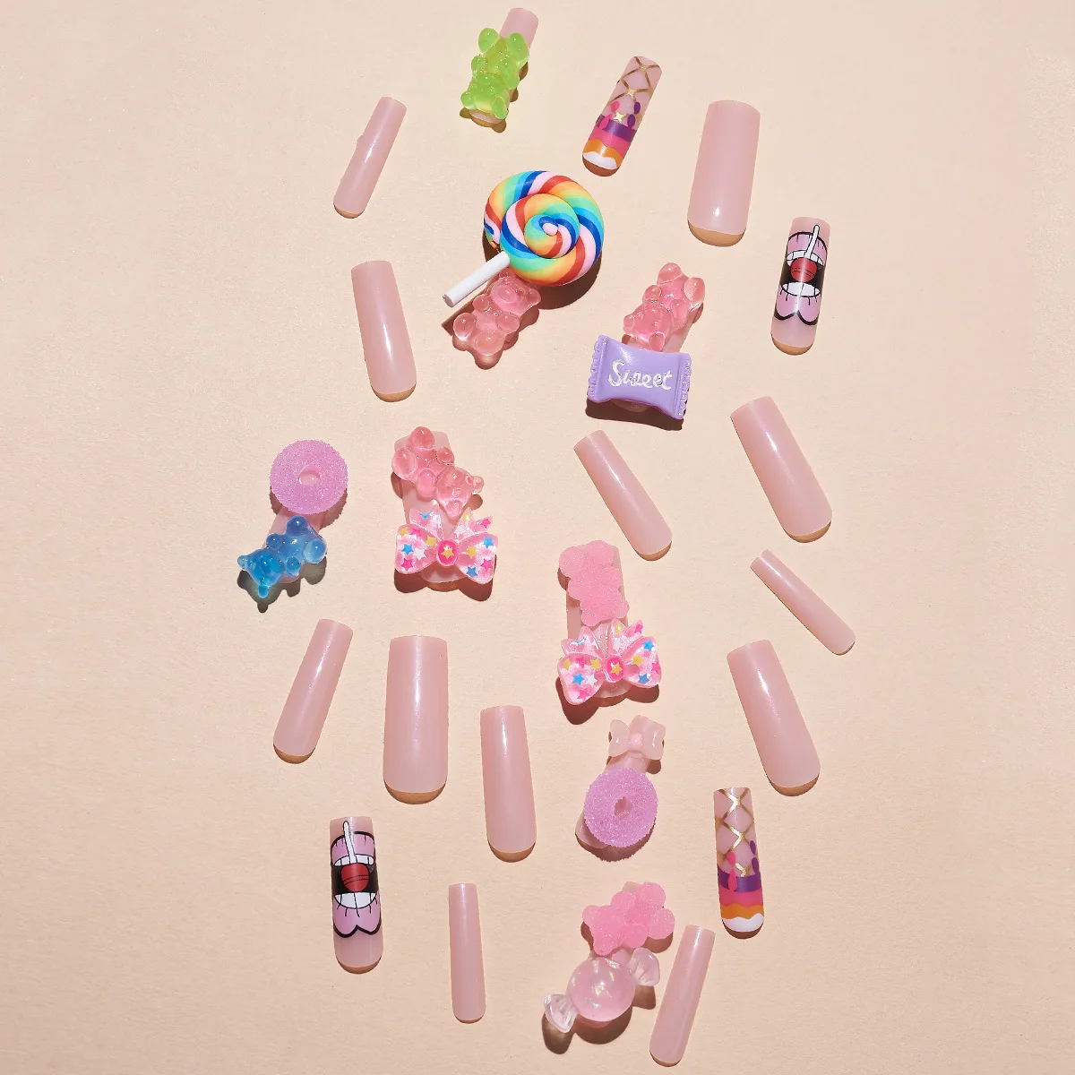 Luxury Extended Long Ballerina Coffin Shining 3D Kawaii Diamond Halloween Glitter Wholesale nails art press on nails