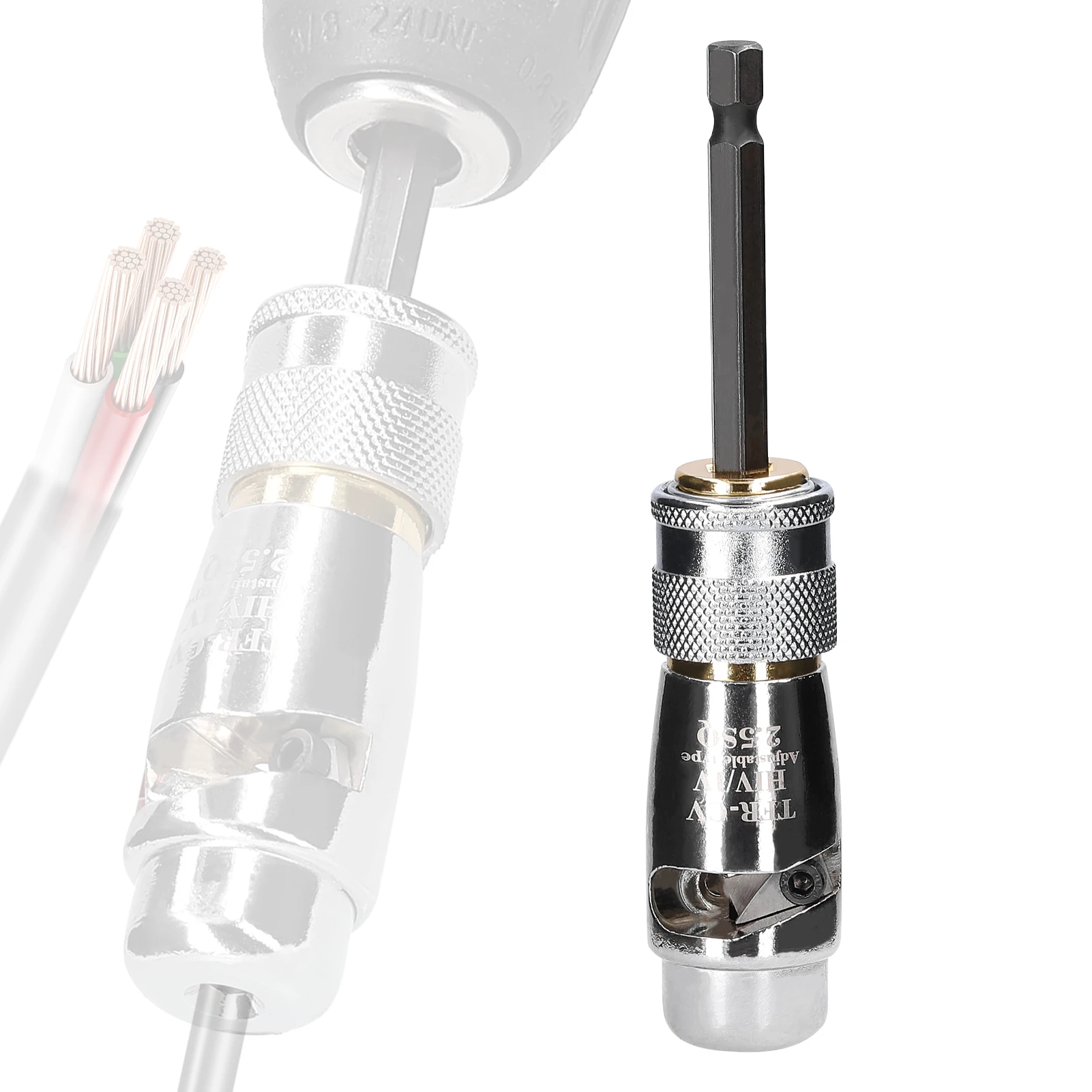 Aluminum Alloy Electric Wire Stripper Cable Peeling Stripper Rotary Stripping Tool Compatible with A Variety of Electric Drills