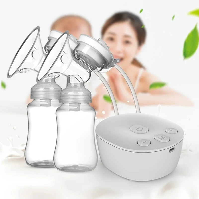 USB Powerful Breast Massager Intelligent Automatic Electric Double Breast Pump Baby Breastfeeding Milk Extractor Hands Free