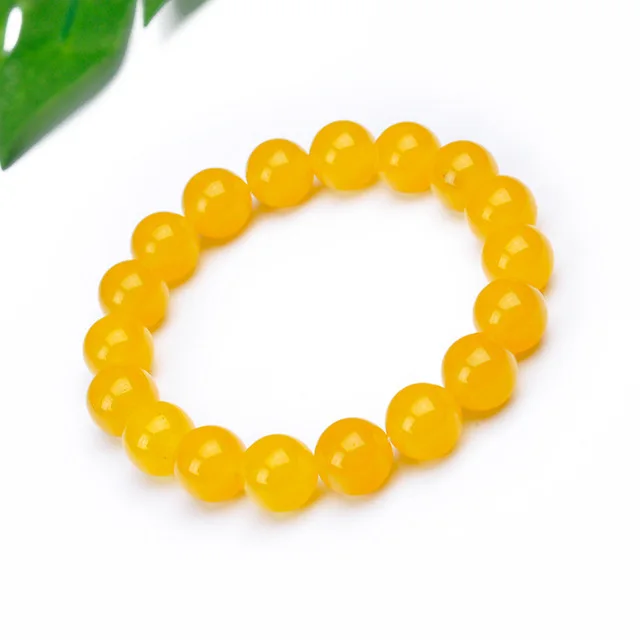 Yellow Agate Jade Round Bead Bracelet High Quality Citrine Handmade Semi Gemstone Beads Bracelet Natural Stone Available 1-3days