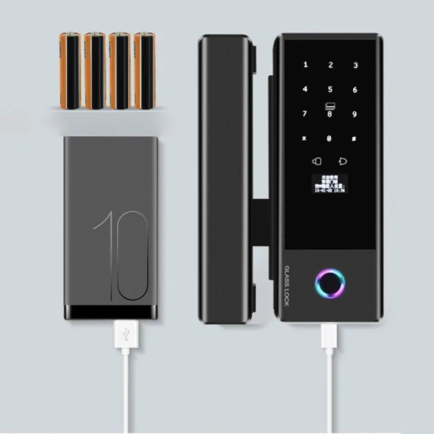 Fingerprint Password Smart Glass Door Lock With App Tuya or TTlock Serrure de porte en verre