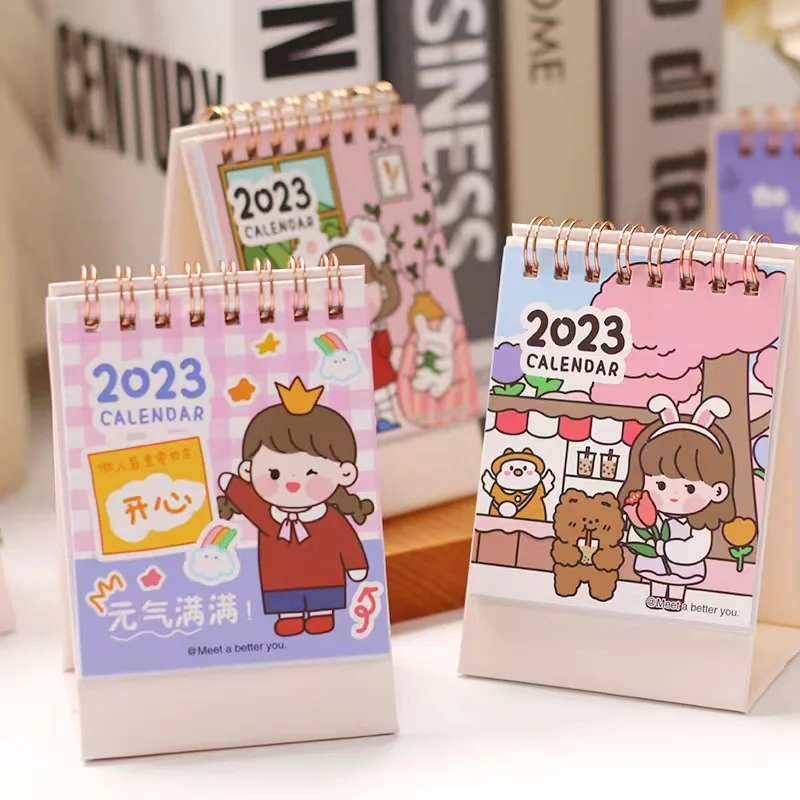 Customize 2023 Mini Cute Desk Calendar Desktop Decorations Calendar Book Cartoon Korean Creative Notepad Gift Desk Calendar