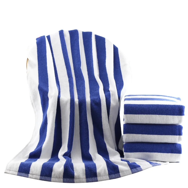 30'x 60' Swimming Towel 100% Cotton Wholesale High Quality Blue And White Stripe Beach Towels