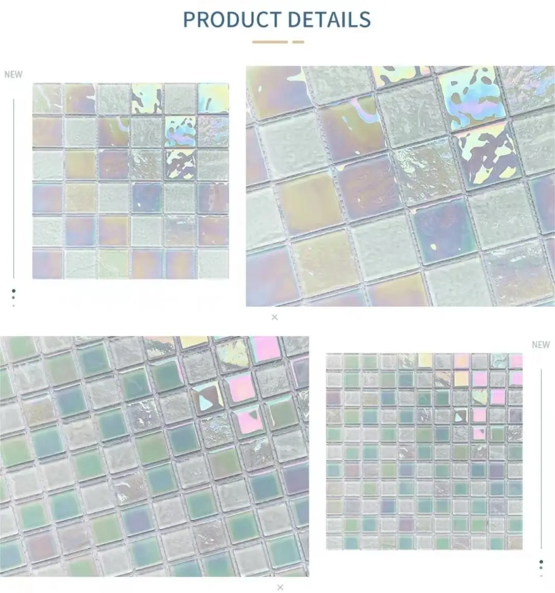 White Iridescent glass surface swimming pool mosaic