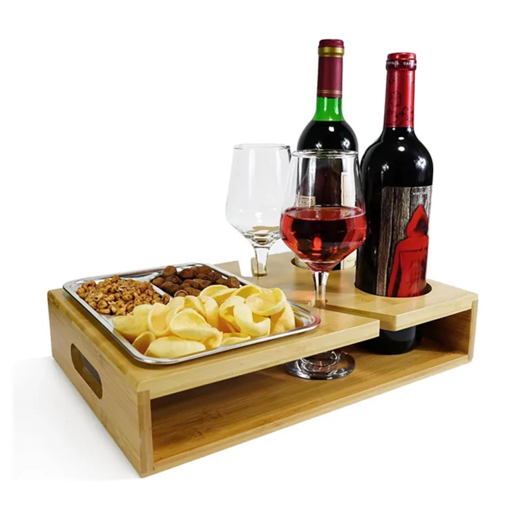 Бамбуковый диван бар снэк-бокс винная бутылка напиток подставка для чашки поднос Организатор дворецкий Кэдди приятель кушетка снэк-бар консоль