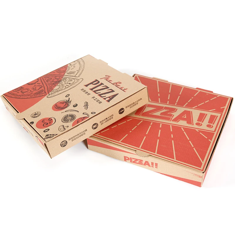 Customized Logo Biodegradable Rectangular 16x16 28x28 30x30 40x40 Takeaway Packaging Corrugated Paper Pizza Boxes