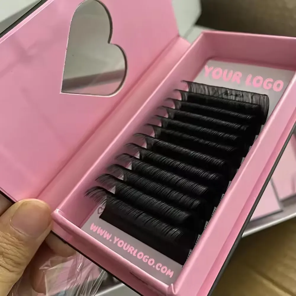 Wholesale Matte Dark Black Volume Silk Eyelash Extensions volume Individual Cashmere Supplies Lash Trays