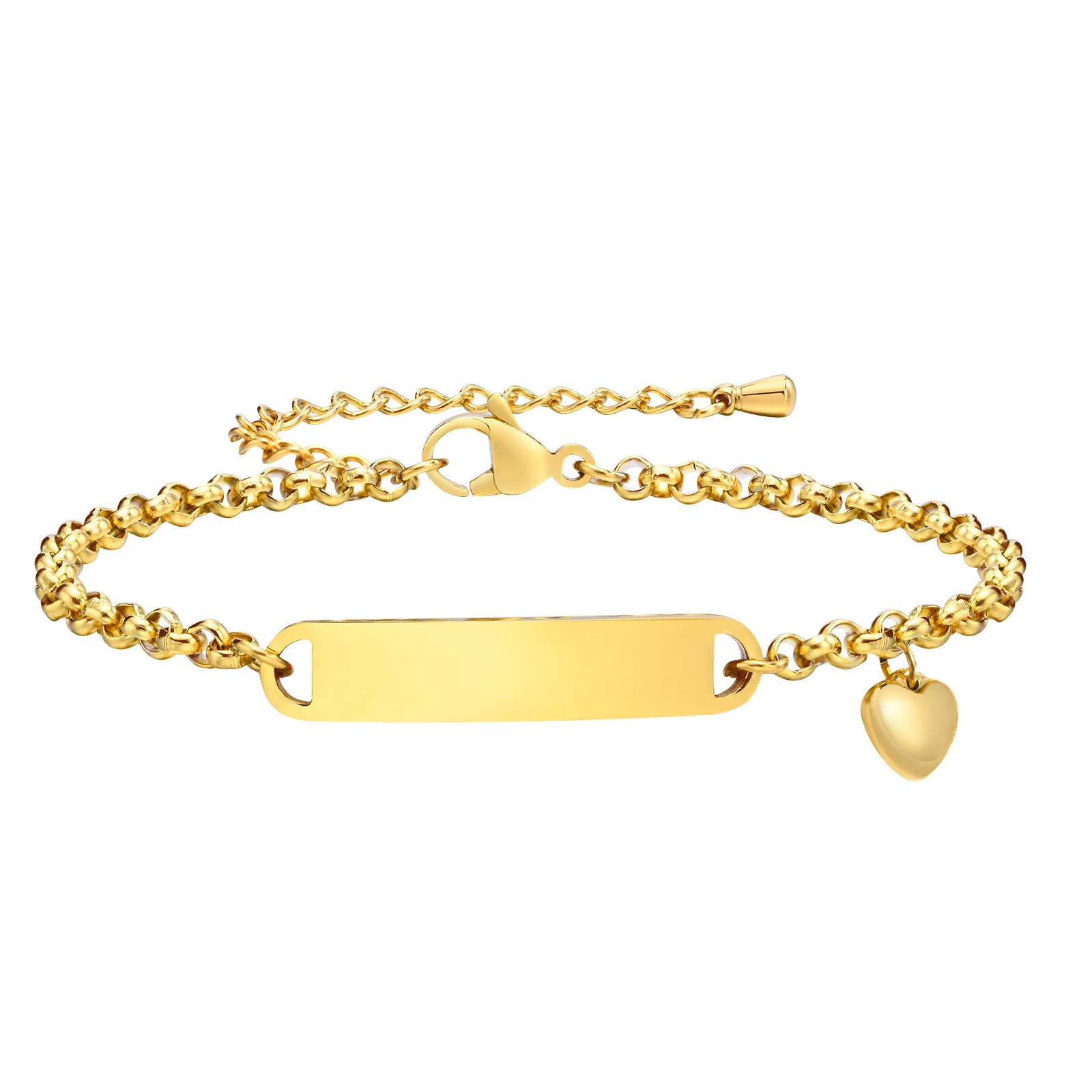 18K Gold Stainless Steel Adjustable Blank Bar Bracelet Wholesale Diy Jewelry Custom Logo Baby Name Bracelet For Christmas Gift