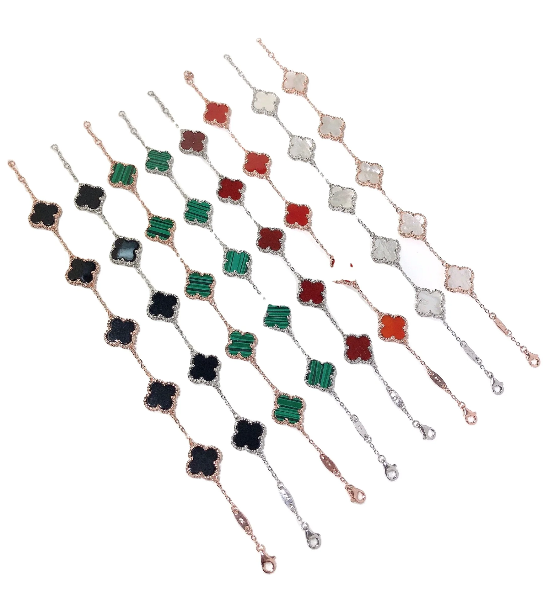 
Hot Sale 925 silver boutique Lucky Ladies Four Leaf Clover Bracelet for women 
