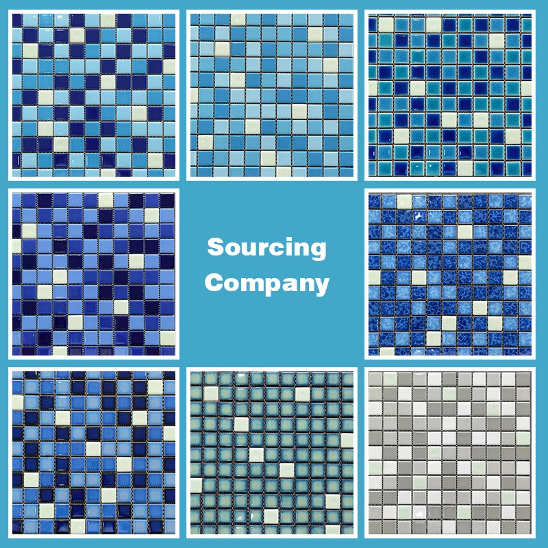 Tile Wholesale 25x25 Blue Luminous Fluorescent Swimming Pool Tiles Mosaic Ceramic Glazed Glow in the Dark Pool Tile
