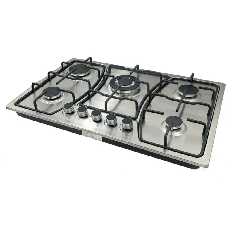 Household 30 Inch 5 Burners LPG Cooking Stove Electronic Ignition Built-in Camping Stainless Steel Gas Cooktops