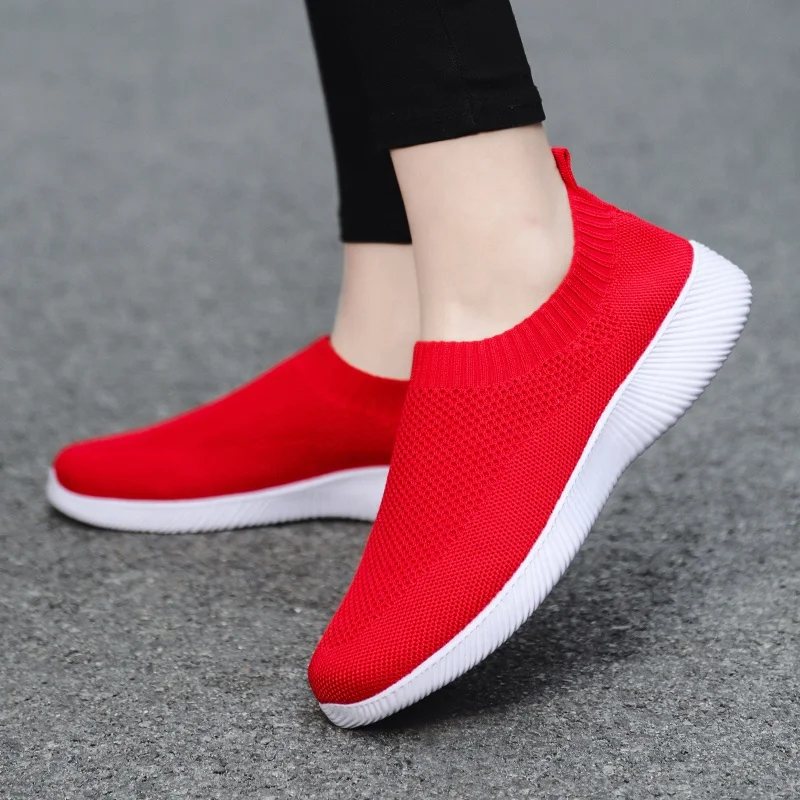 Women Vulcanized Shoes High Quality Women Sneakers Slip On Flats Shoes Women Loafers Plus Size 43 Walking Flat