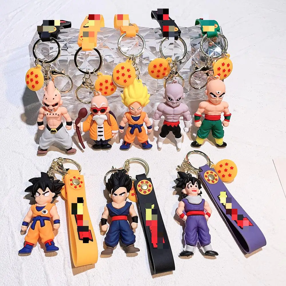 Wholesale 3d Cartoon Pvc Anime Dragon Balls Keychain Car And Bag Tag Goku Doll Pendant Rubber Car Keychain Toy Wholesale