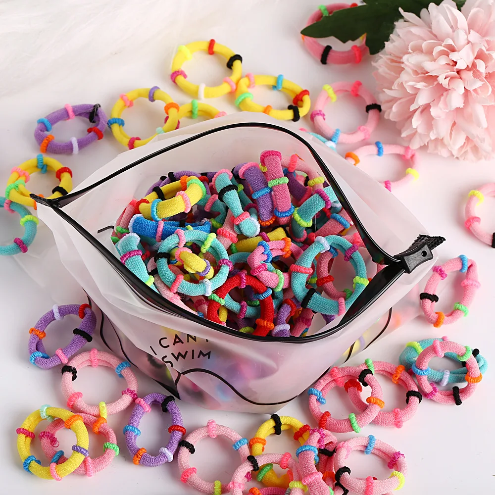 VRIUA 100 pcs/lot Kids Elastic Hair Bands Girls Children Hair Accessories Scrunchy Headbands Rubber Band Hair Rope