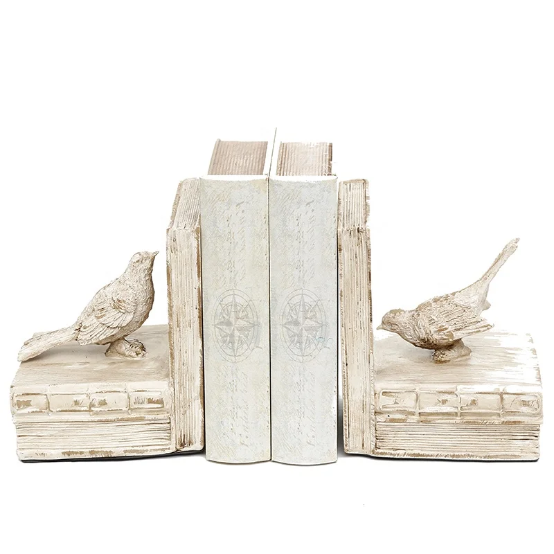 Made in China factory price artificial shabby vintage resin bird bookend for ornament