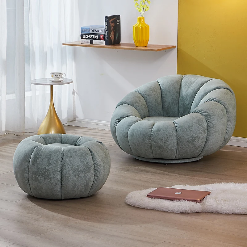 Modern design round orange pumpkin sofa chair artist loveseat chair for living room furniture accent loveseat chair