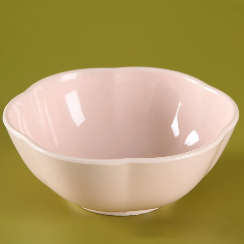 Изготовленные на заказ экологически чистые однотонные меламиновые маленькие чаши в форме цветка для риса и супа