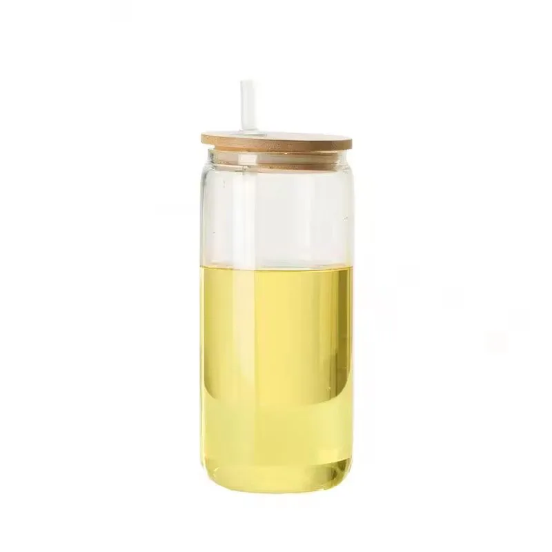 Wholesale 20oz thermal sublimation coated glass Mason jar with lid bamboo lid sippy cup Juice home drink cup