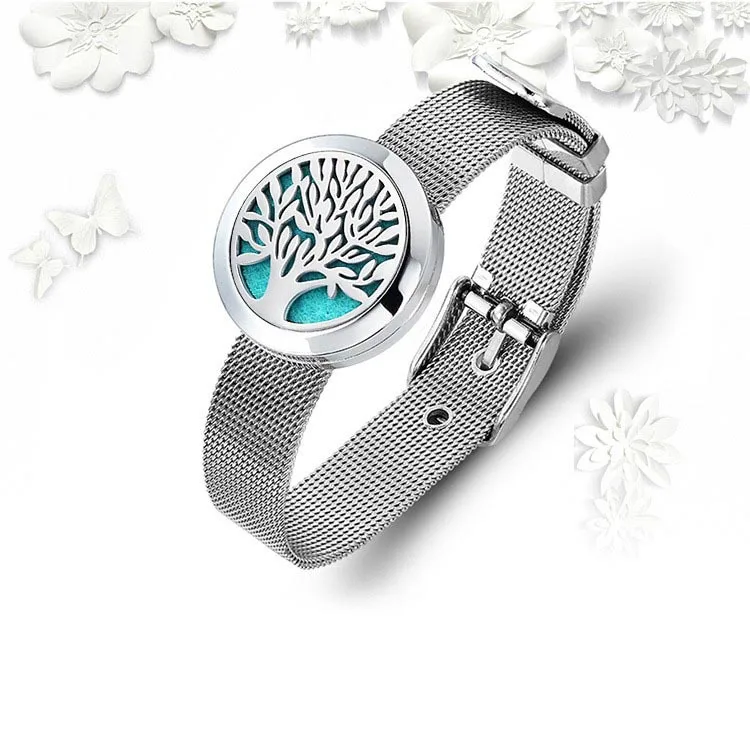 Stainless Steel Magnet Hollow Perfume Aromatherapy Essential Oil Watch Strap Bangles Titanium Steel Perfume Diffusion Bracelet