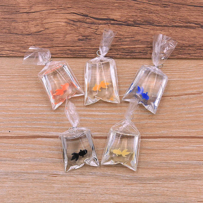 Christmas Unique Water Bag Shape Dangle Hook Earrings Funny Resin Ocean Goldfish Earrings for Girls Women