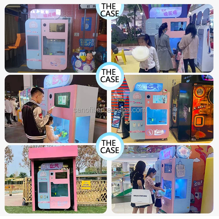 SENAO New Design Automatic Cotton Floss Candy Machine Cotton Candy Vending Machine