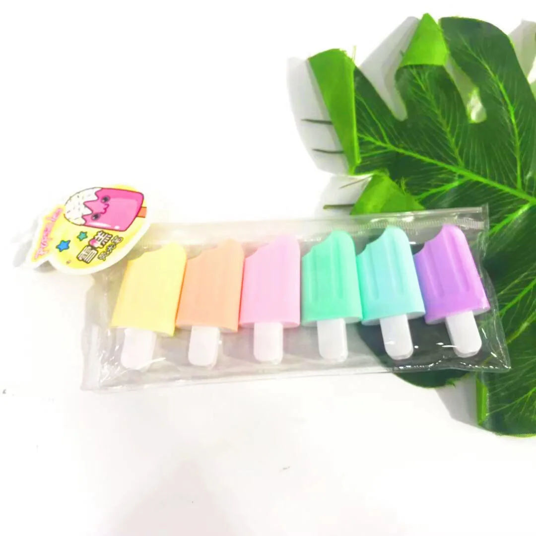 Hot Selling Product Kawaii Ice Cream Highlighter Pen Creative Cartoon Candy Color Marker Pens Mini Highlighters Set For Kids