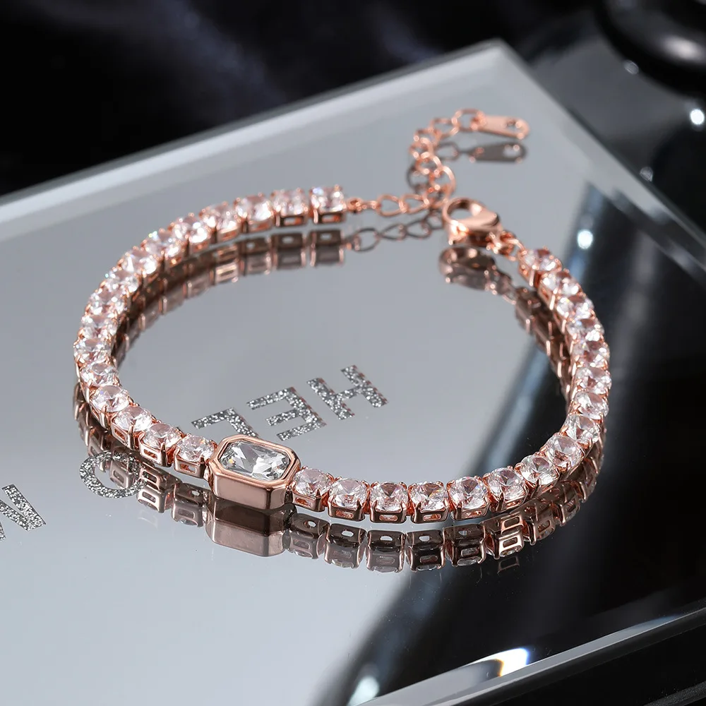 Designer bracelet Fashion Tennis Bracelet Women Simple Iced Out Multicolor Zircon Rose Gold Plated Bangle Hand Jewlery